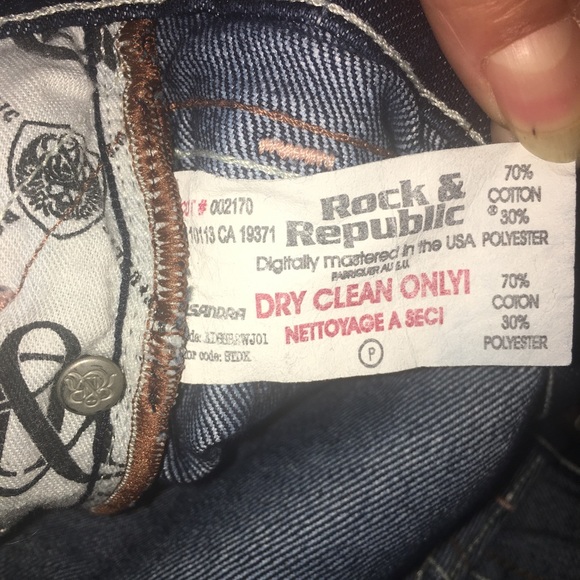 Rock & Republic Size 30 Dark Denim Blue Jeans with Rhinestones. - Picture 10 of 14